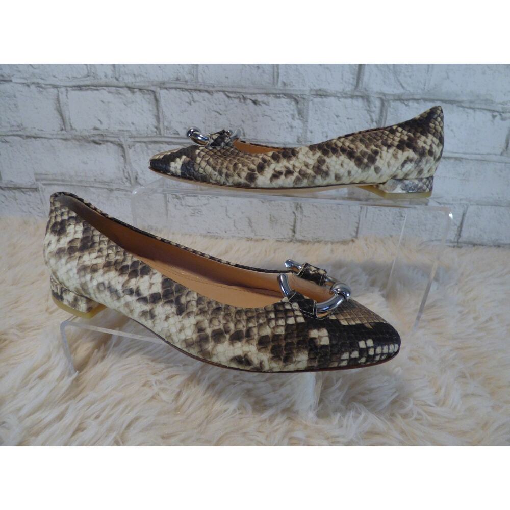 AGL Monika Horse Shoe Detail Python Leather Ballet Flats 35 US 5 NEW